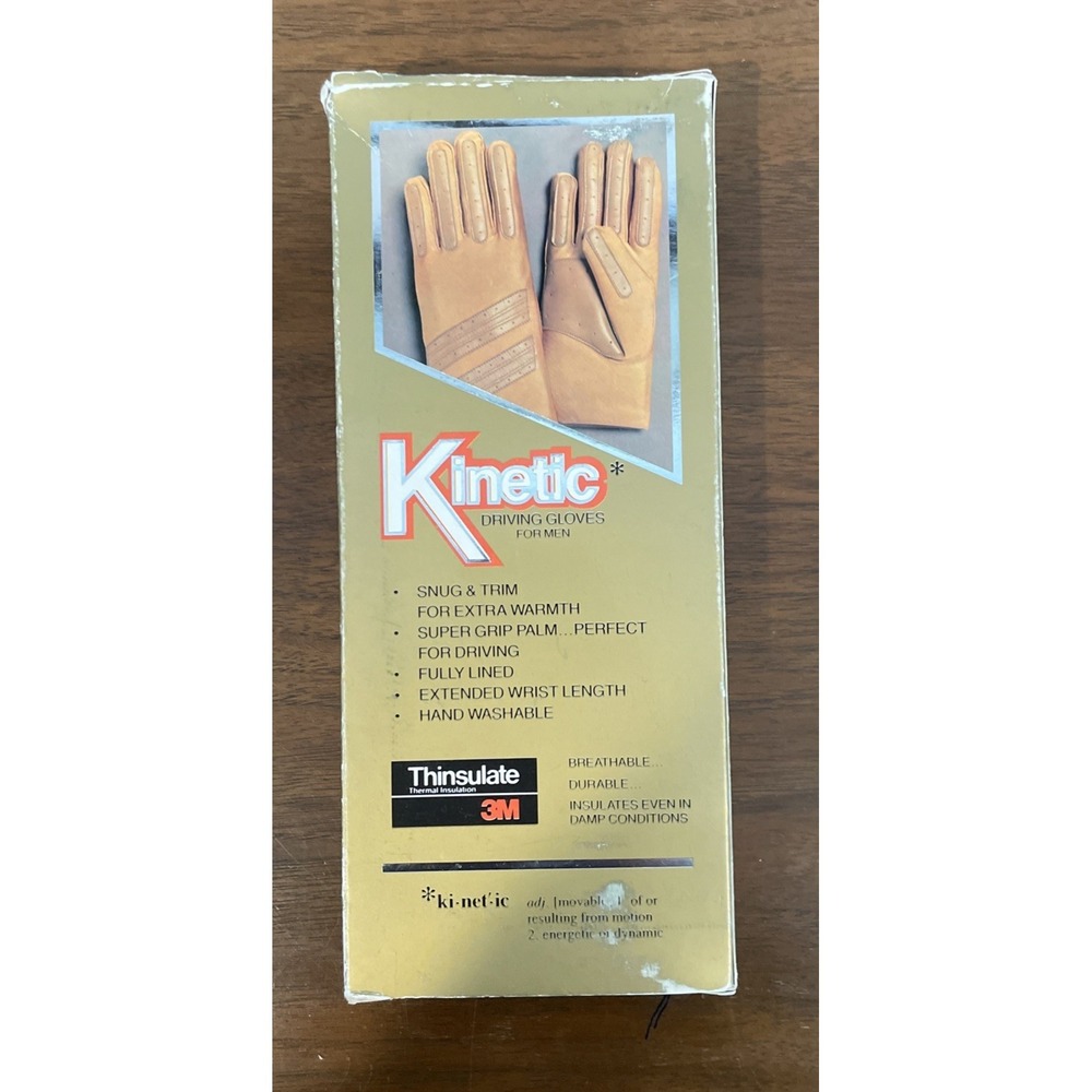 KINETIC DRIVING GLOVES grip‎ palm Men NWT Black Thinsulate 3M fully-lined 1980s